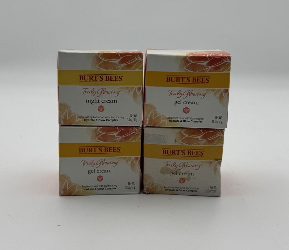 LOT OF 4 BURT'S BEES TRULY GLOWING HYDRATING GEL CREAM 1.8OZ EACH NIB & SEALED